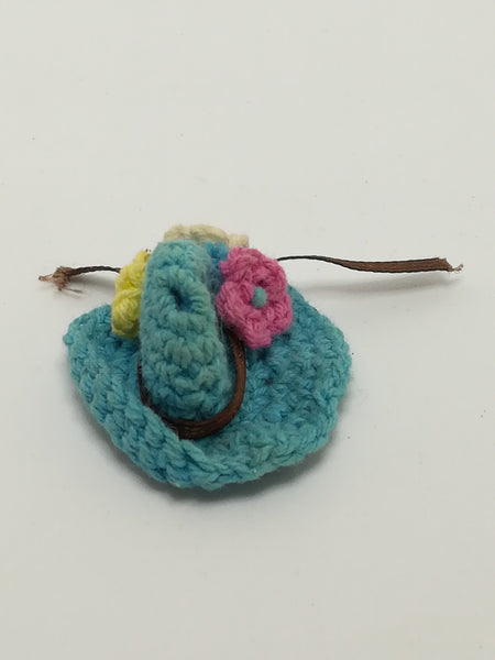 Miniature Blue Wool Knitted Straw Hat (Miniature, suitable for printer's tray)