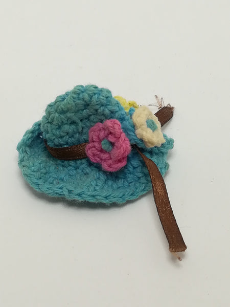 Miniature Blue Wool Knitted Straw Hat (Miniature, suitable for printer's tray)