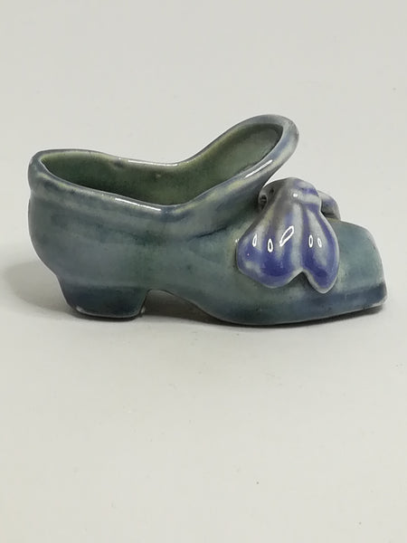 Miniature Vintage Grey & Blue Court Shoe with Bow Detail (Miniature, suitable for printer's tray)