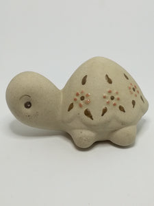 Miniature Plain Grey Clay Tortoise with Enamel Painted Flowers - Design 2 (Miniature, suitable for printer's tray)
