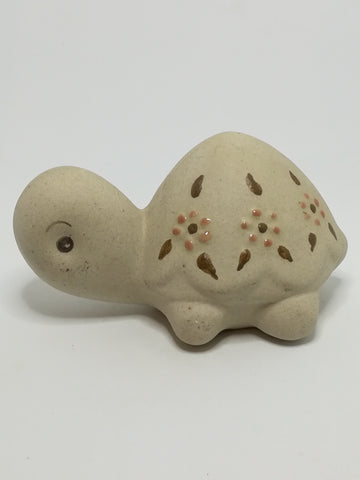 Miniature Plain Grey Clay Tortoise with Enamel Painted Flowers - Design 2 (Miniature, suitable for printer's tray)