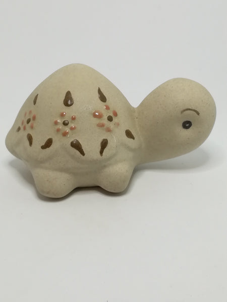 Miniature Plain Grey Clay Tortoise with Enamel Painted Flowers - Design 2 (Miniature, suitable for printer's tray)