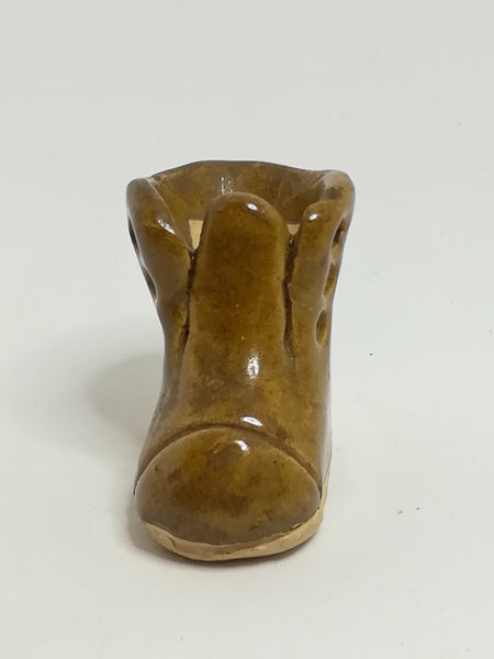 Miniature Single Brown Ceramic Lace Up Boot without Laces (Miniature, suitable for printer's tray)