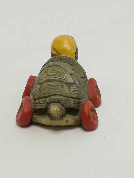 Miniature Tortoise on Red Wheels & Wearing Yellow Cap & Red Sun Glasses (Miniature, suitable for printer's tray)