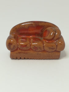 Miniature Sofa Couch Ceramic Brown Glazed - Unusual (Miniature, suitable for printer's tray)