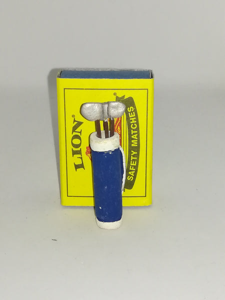 Miniature Ceramic White, Grey & Blue Golf Bag with Individual Clubs (Miniature, suitable for printer's tray)