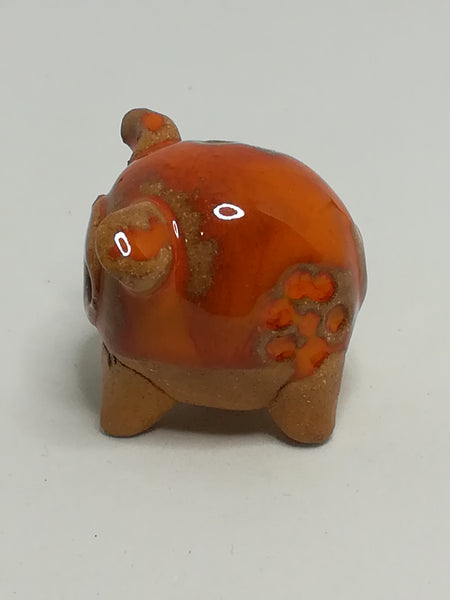 Miniature Ceramic Brown & Orange Elephant with Brown Flowers (Miniature, suitable for printer's tray)
