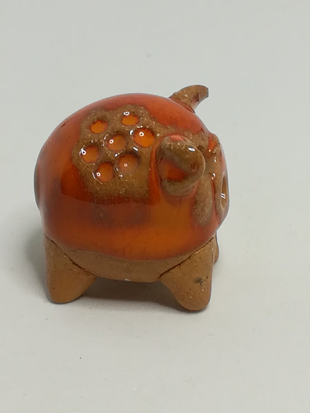 Miniature Ceramic Brown & Orange Elephant with Brown Flowers (Miniature, suitable for printer's tray)