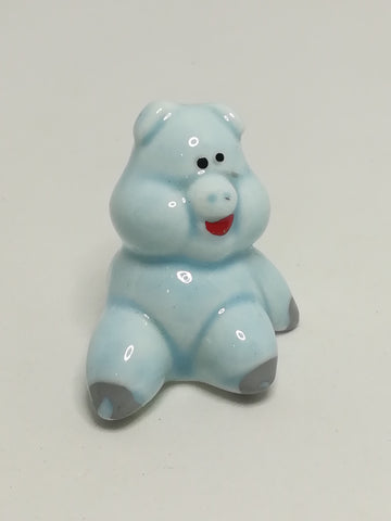 Miniature Ceramic Baby Blue Pig Sitting (Miniature, suitable for printer's tray)