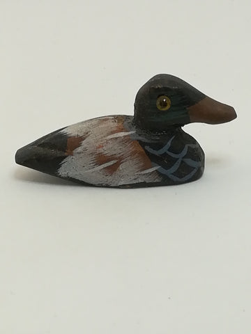 Miniature Green, Brown & White Wooden Duck (Miniature, suitable for printer's tray)