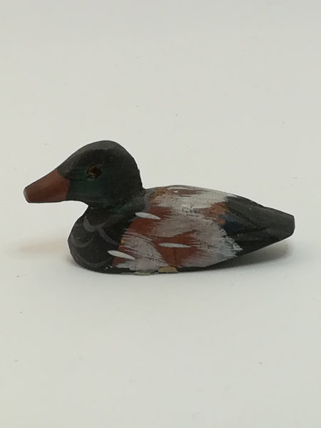 Miniature Green, Brown & White Wooden Duck (Miniature, suitable for printer's tray)