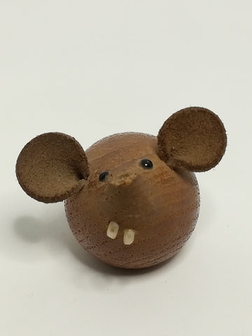 Miniature Wooden Brown Mouse Big Ears & Two White Teeth (Miniature, suitable for printer's tray)