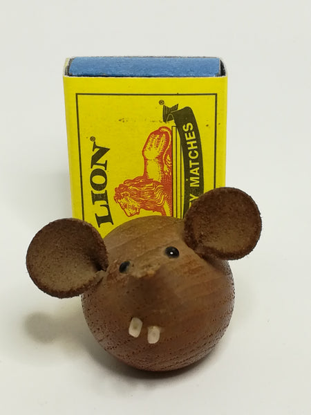 Miniature Wooden Brown Mouse Big Ears & Two White Teeth (Miniature, suitable for printer's tray)