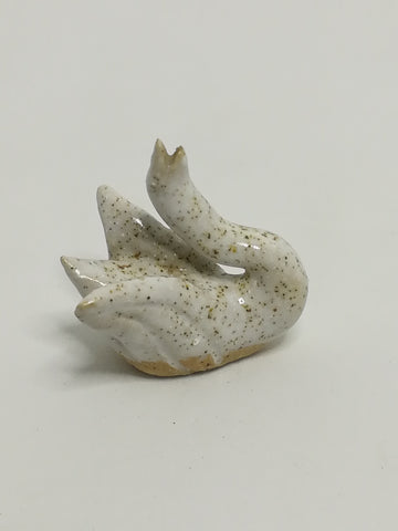 Miniature Ceramic Cream White & Brown Dots Swan (Miniature, suitable for printer's tray)