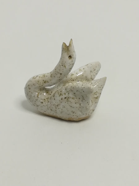 Miniature Ceramic Cream White & Brown Dots Swan (Miniature, suitable for printer's tray)