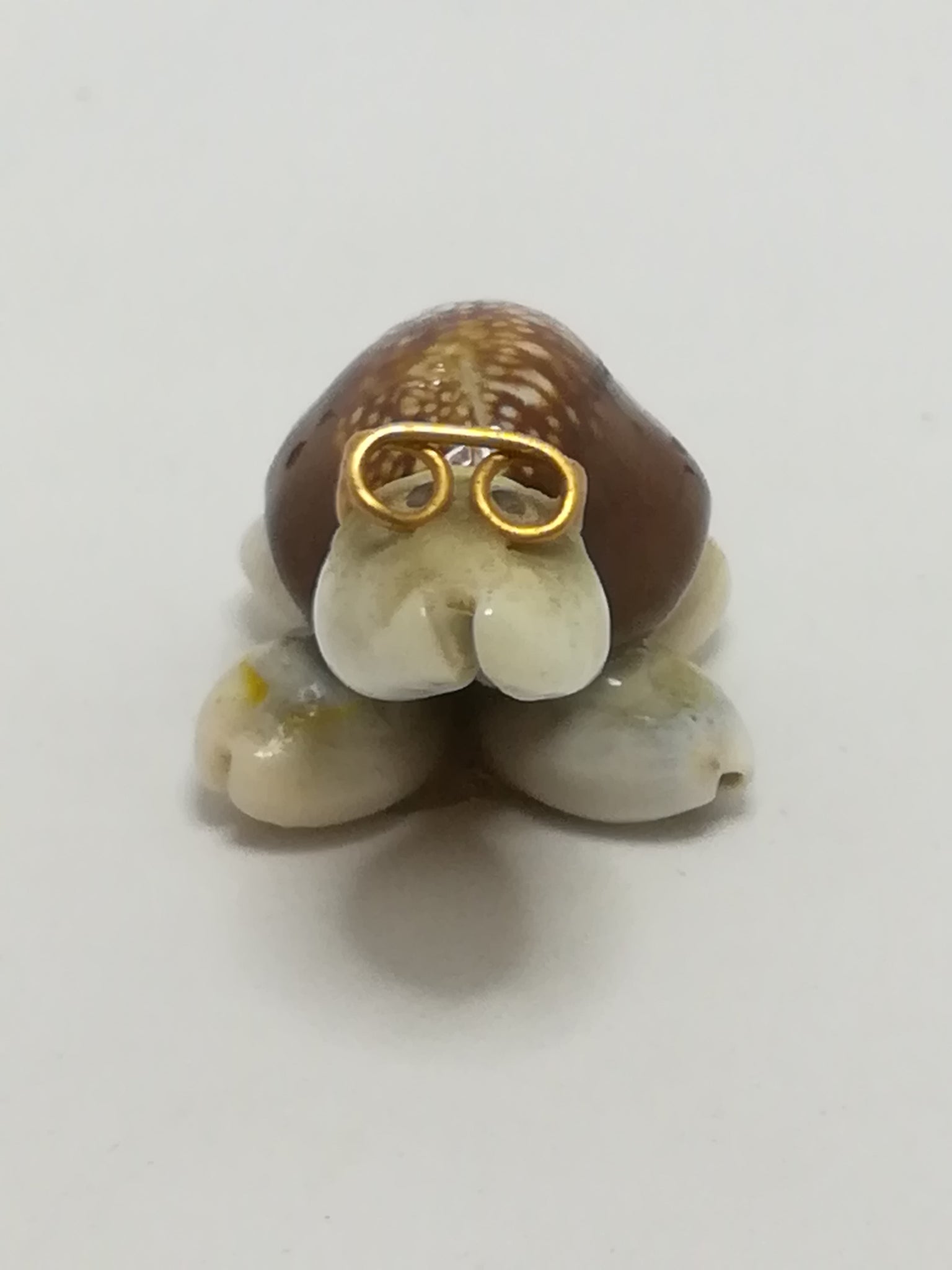 Miniature White & Brown Sea Shells Tortoise Wearing Glasses - Design 3 (Miniature, suitable for printer's tray)