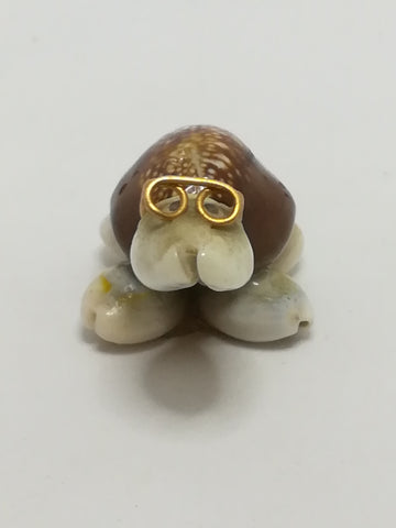 Miniature White & Brown Sea Shells Tortoise Wearing Glasses - Design 3 (Miniature, suitable for printer's tray)