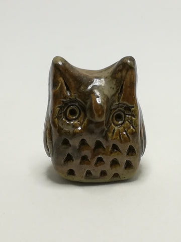 Miniature Ceramic Dark Brown Owl (Clay) (Miniature, suitable for printer's tray)