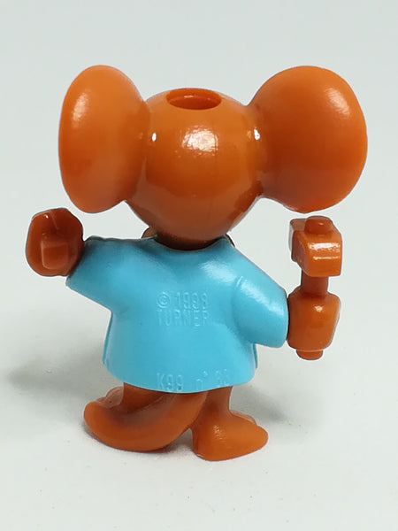 Miniature Brown Mouse Big Ears, Blue Shirt Red Ribbon & Holding Hammer (Miniature, suitable for printer's tray)