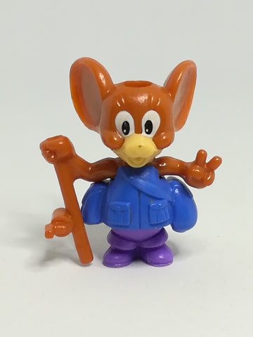 Miniature Brown Mouse Big Ears, Blue & Purple Outfit, Holding Stick (Miniature, suitable for printer's tray)
