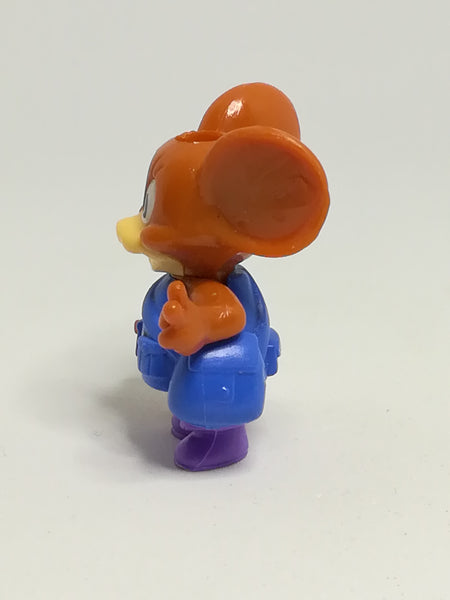 Miniature Brown Mouse Big Ears, Blue & Purple Outfit, Holding Stick (Miniature, suitable for printer's tray)