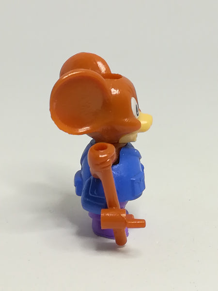 Miniature Brown Mouse Big Ears, Blue & Purple Outfit, Holding Stick (Miniature, suitable for printer's tray)