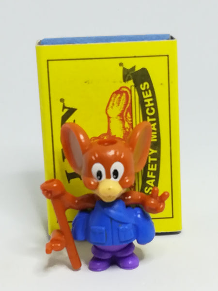 Miniature Brown Mouse Big Ears, Blue & Purple Outfit, Holding Stick (Miniature, suitable for printer's tray)