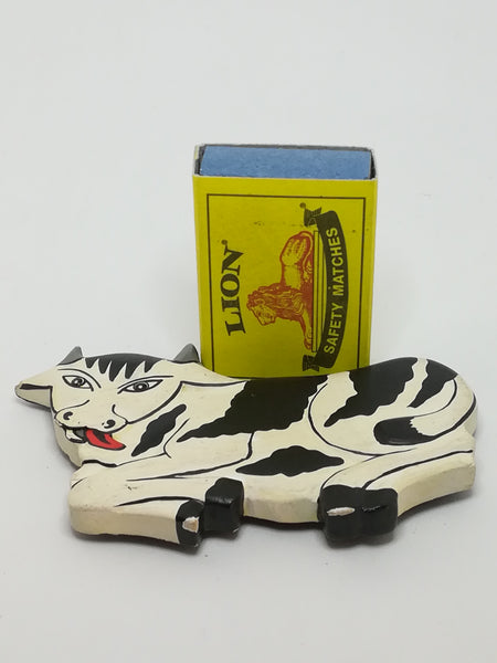 Wooden Black & White Cow Magnet