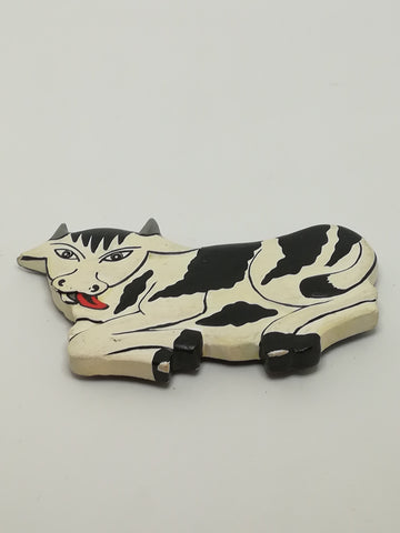 Wooden Black & White Cow Magnet