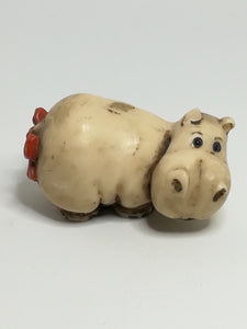 Miniature Hippo Red Ribbon on Tail (Miniature, suitable for printer's tray)