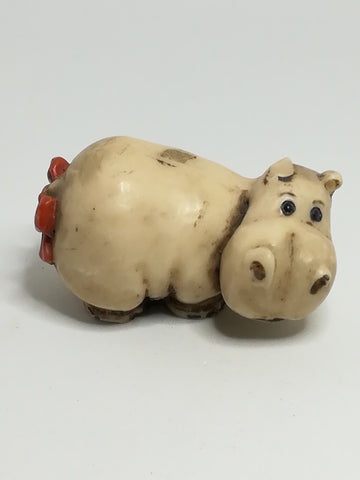 Miniature Hippo Red Ribbon on Tail (Miniature, suitable for printer's tray)