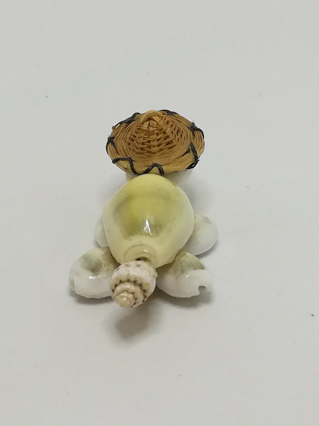 Miniature Whitish Sea Shells Tortoise Wearing Glasses & Straw Sun Hat (Miniature, suitable for printer's tray)