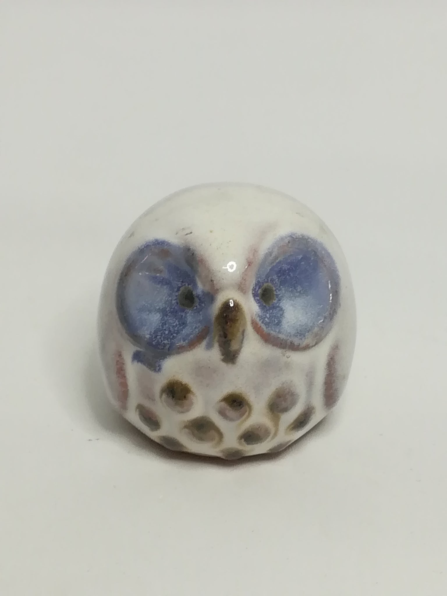 Miniature Ceramic Brown, Blue & White Owl (Miniature, suitable for printer's tray)