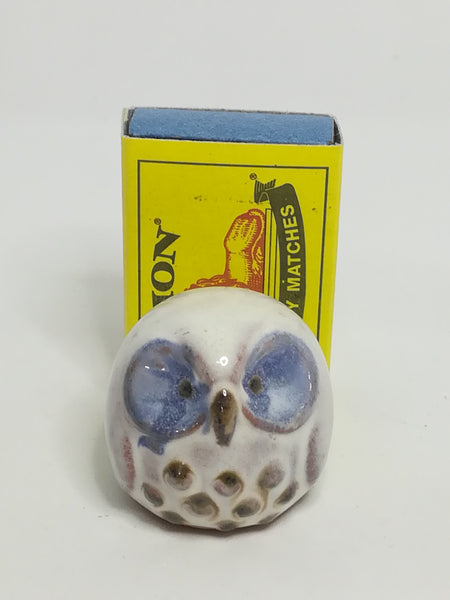 Miniature Ceramic Brown, Blue & White Owl (Miniature, suitable for printer's tray)