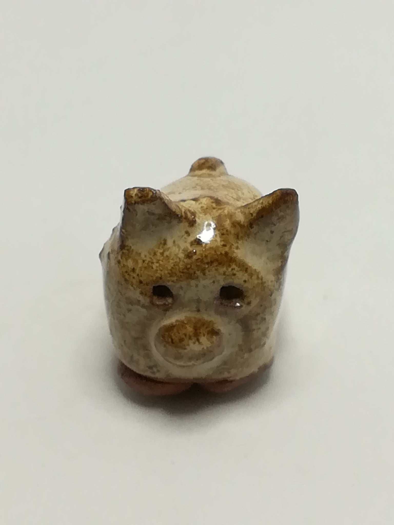 Miniature Ceramic Brown & White Pig (Miniature, suitable for printer's tray)