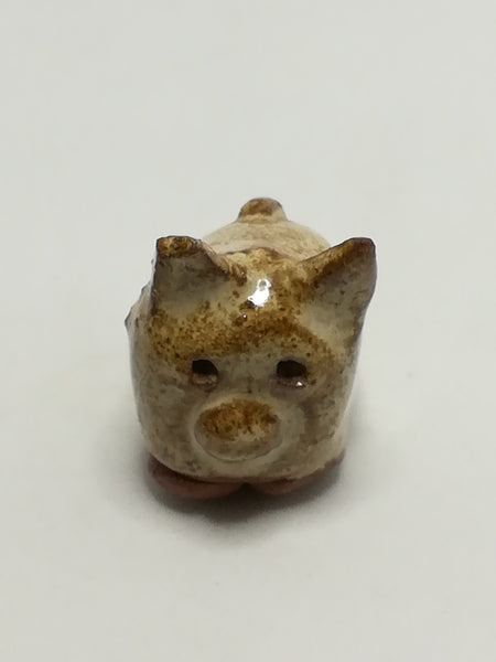 Miniature Ceramic Brown & White Pig (Miniature, suitable for printer's tray)