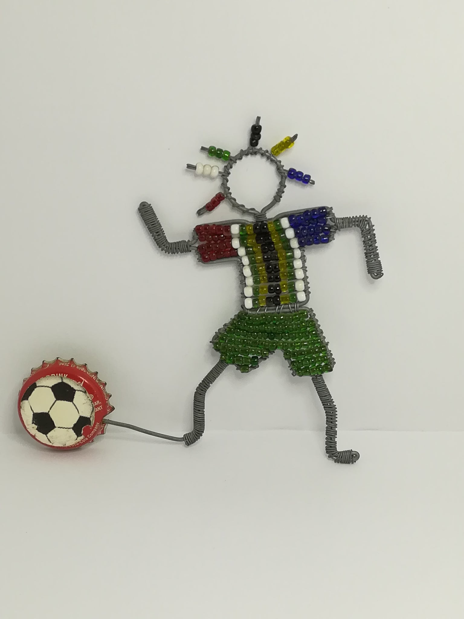 Small Beaded Boy Playing Soccer