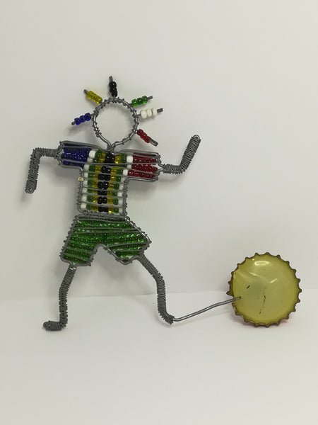 Small Beaded Boy Playing Soccer