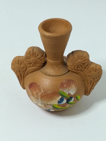 Miniature Clay Vase with Flowers & Handles (Miniature, suitable for printer's tray)