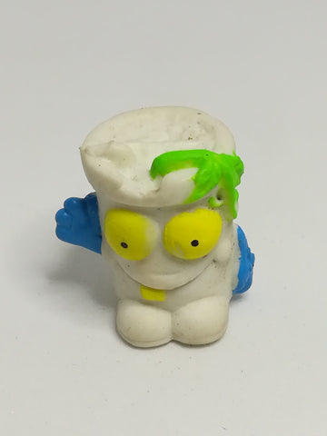 Miniature White Pencil Popper Green Hair, Blue Arms, Yellow Tooth & Eye (Miniature, suitable for printer's tray)