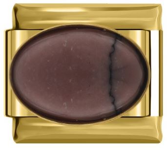 Italian Charm Pink Stone on 'Gold' (Fits Nomination Bracelet)