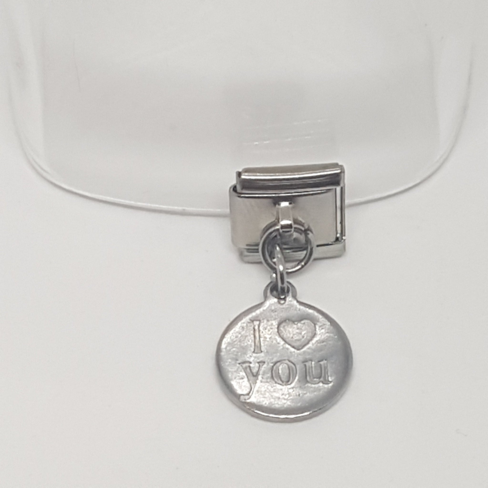 Italian Charm Dangle I Love You 'Silver' Disk (Fits Nomination Bracelet)
