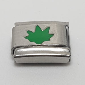 Italian Charm Cannabis Leaf Green Enamel (Fits Nomination Bracelet)