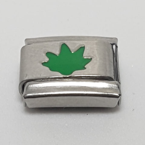 Italian Charm Cannabis Leaf Green Enamel (Fits Nomination Bracelet)