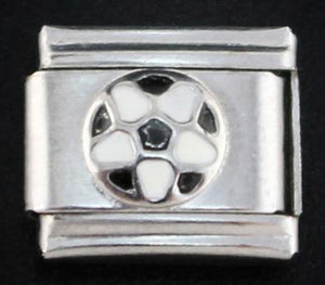 Italian Charm Soccer Ball White & Black Enamel (Fits Nomination Bracelet)