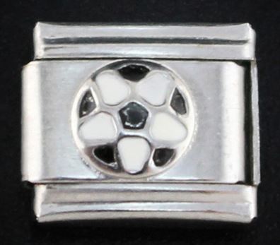 Italian Charm Soccer Ball White & Black Enamel (Fits Nomination Bracelet)
