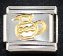 Italian Charm Water Jug Outline Embossed in 'Gold' (Fits Nomination Bracelet)