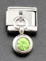 Italian Charm Dangle Light Green Diamante (Fits Nomination Bracelet)