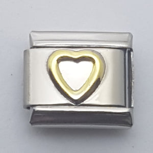 Italian Charm Heart Outline in 'Gold' (Fits Nomination Bracelet)