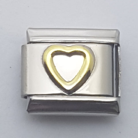 Italian Charm Heart Outline in 'Gold' (Fits Nomination Bracelet)